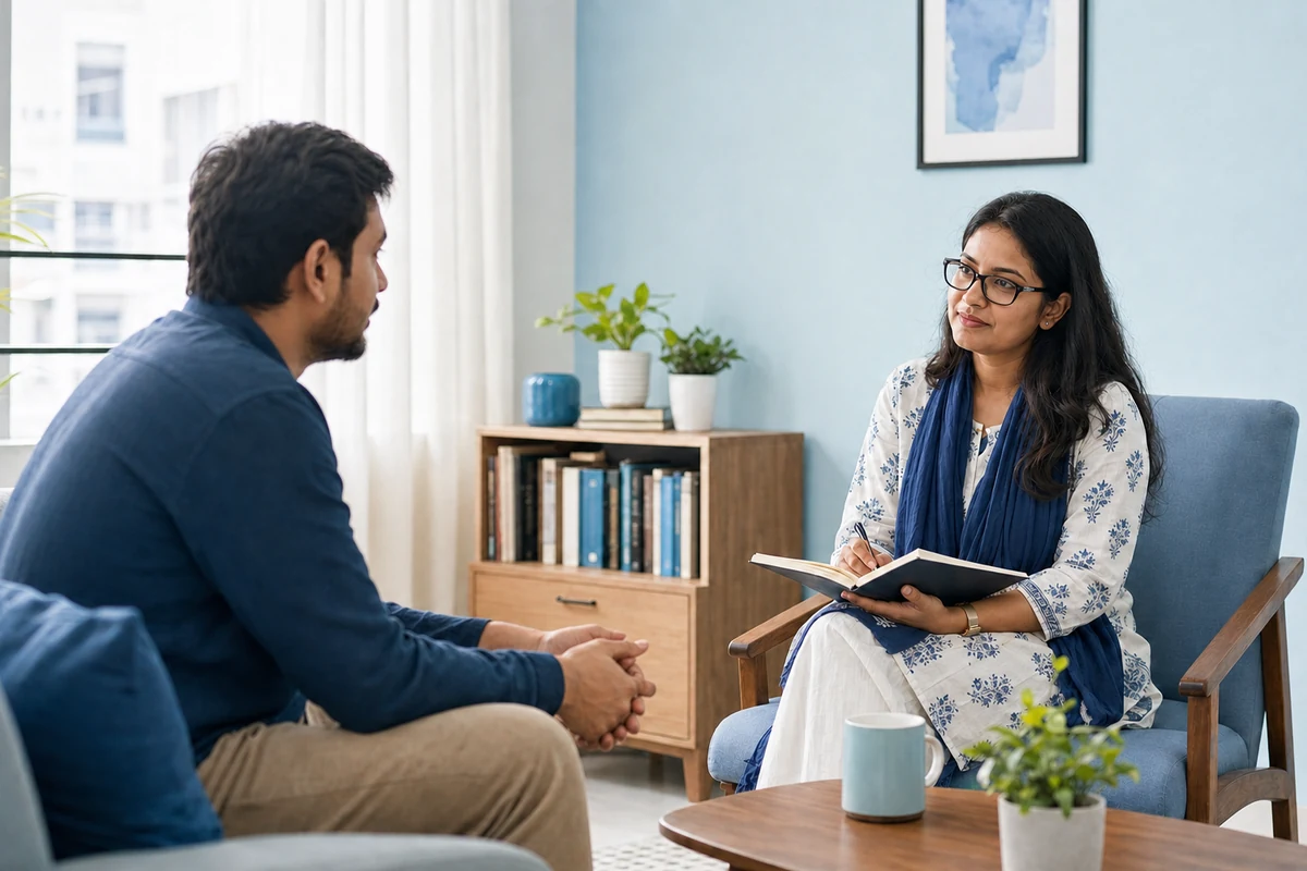 Psychologist and client in a counselling session at Chum Wellness in Dhaka