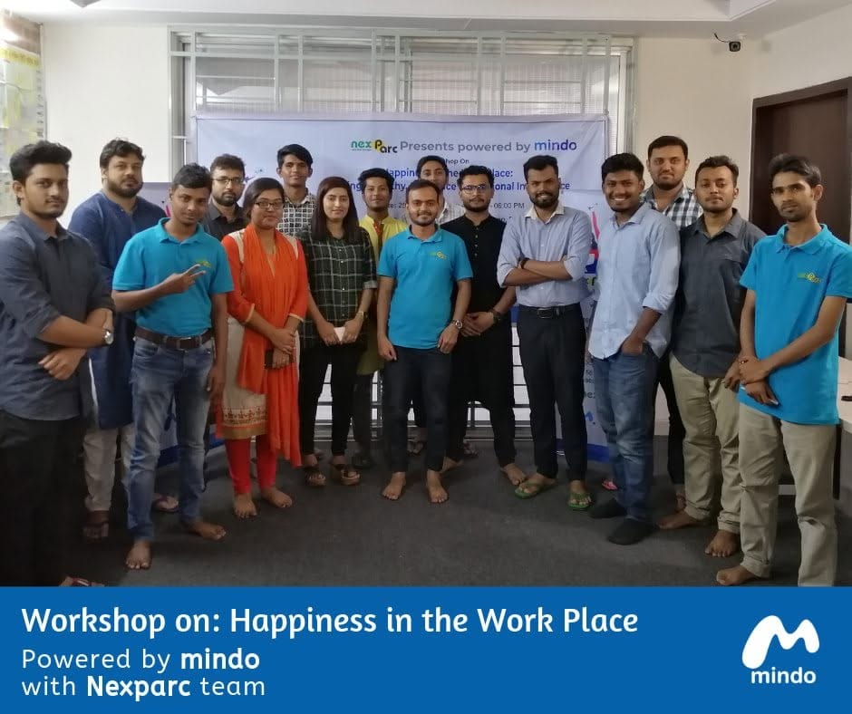 Nexparc by NexKraft team practising stress management techniques in a Chum Wellness workshop