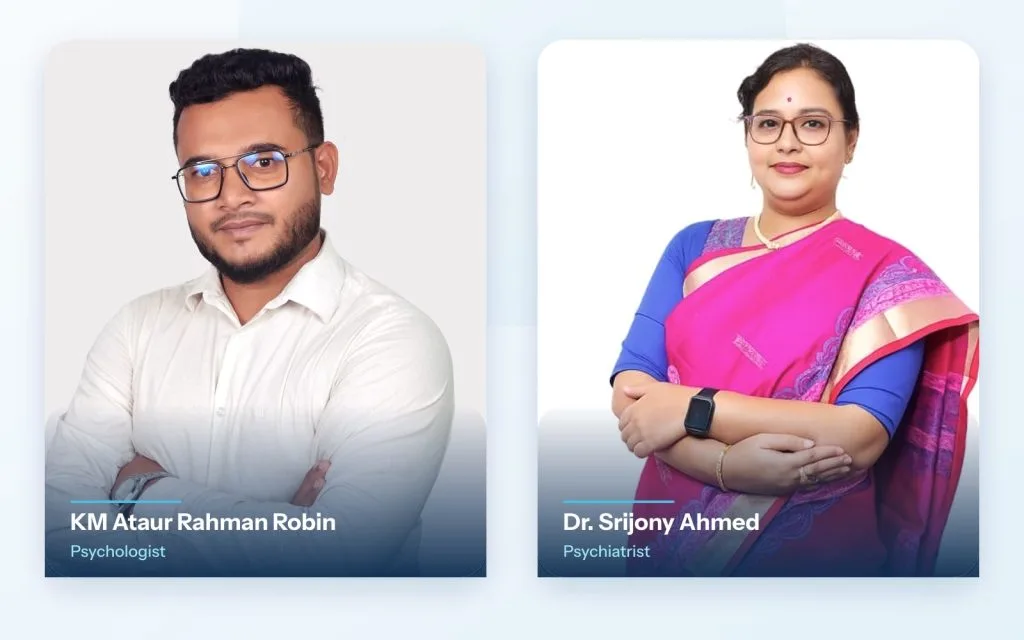 Psychologist KM Ataur Rahman Robin and psychiatrist Dr. Srijony Ahmed of Chum Wellness